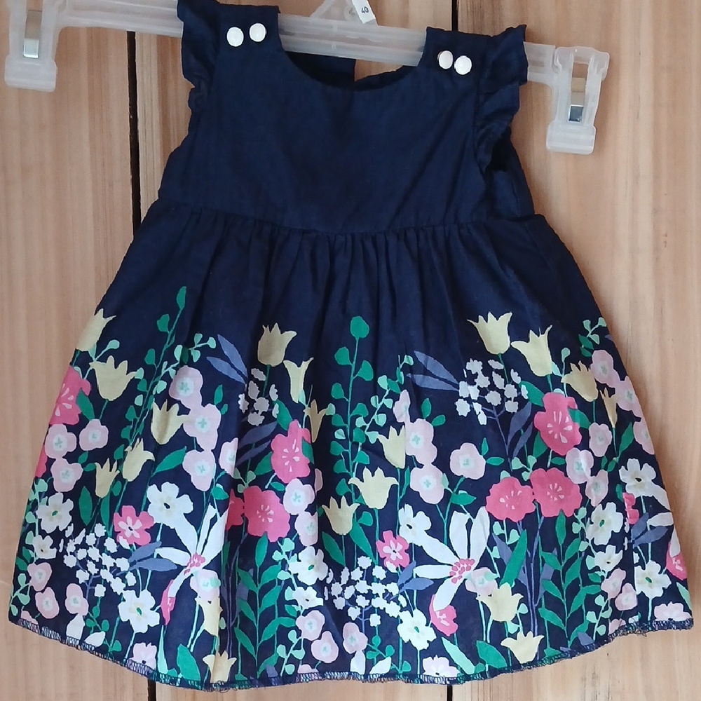 Janie and Jack Navy Dress with Floral Print